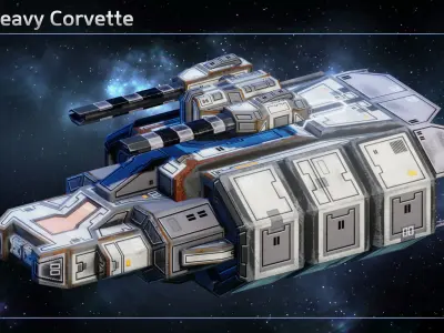 Spaceship Corvettes Low-poly 3D model