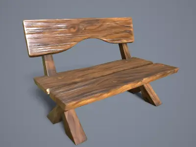 cartoon bench Free low-poly 3D model