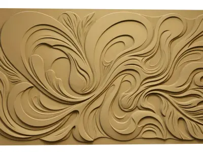 Modern Abstract Relief Panel Wall Decor Set STL Mural CNC 314 3D model