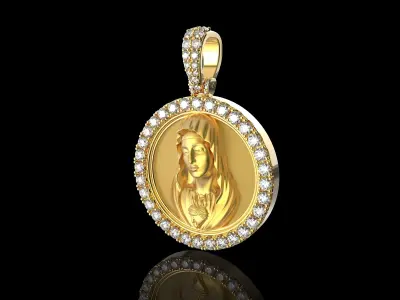 Virgin Mary With Diamonds Pendant 3D print model
