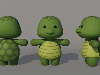 Rigged Cartoon Turtles Low-poly 3D model