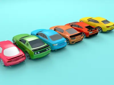 Car Cartoon Sports  Low-poly 3D model Low-poly 3D model
