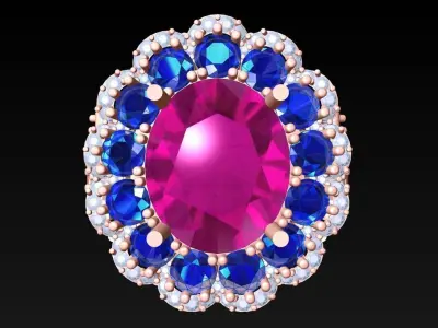 Oval Stone Ring - Womens Rings - N3963 3D print model