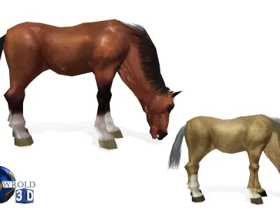 Lowpoly Horse Collection Pack Rigged-Animated 3d model Low-poly 3D model