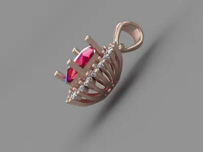 Ruby Rose Gold Diamond Pendant 3D Print Model 3D print model get