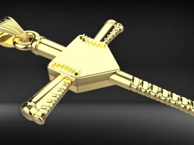  Baseball Bat Cross Stiching Pendant 3D print model