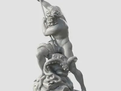 Neptune statue of man holding spear 3D model