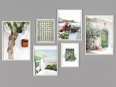 Mediterranean art posters set Low-poly 3D model