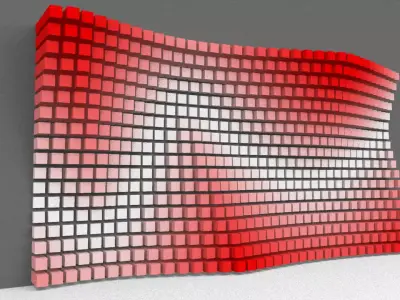 Parametric Red and White Colored Wall Decoration 3D model