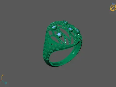 STL 3DM Print Ready Women Diamond Ring Lightweight Printable  3D print model 128