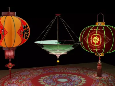 Chinese red lantern  3D model 14
