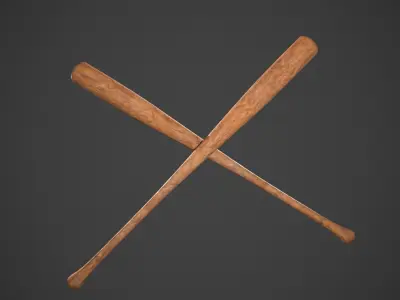 baseball bat Low-poly 3D model 10