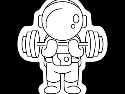 Astronaut Workout Neon Sign 3D model