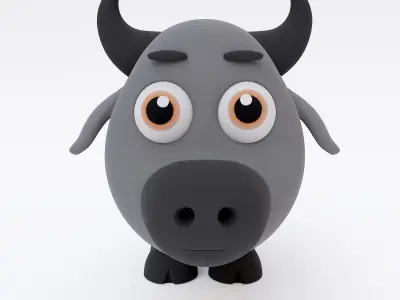Buffalo cartoon animal 3d model 3D model