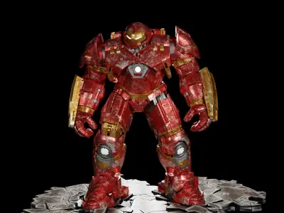 Heavy Assault Buster Armor  Battle Damaged Mech Suit Free 3D model