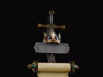 Royal Sword and Scroll PropHighPoly MedievalFantasyAsset3Dmodel 3D model