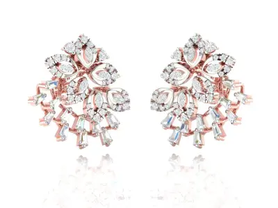 Women Earrings 3dm STL OBJ FBX Renders Details 3D print model purchase