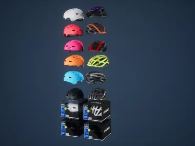 Helmet Set Low Poly Game Ready rack Low-poly 3D model