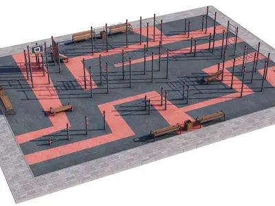 Workout sport fitness playground 2 3D model