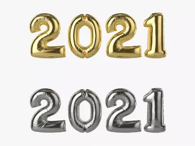 Foil balloon 2021 year numbers 3D model