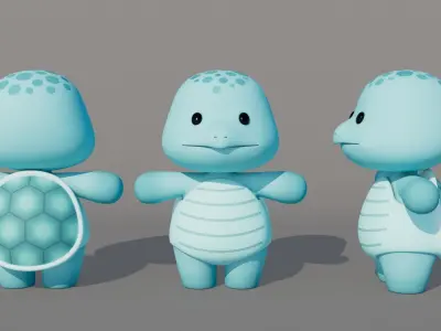 Rigged Cartoon Turtles Low-poly 3D model