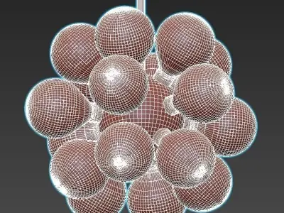 grape-milk chandelier with glass balls and gold metal 3D model