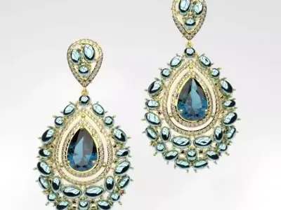 earrings and ring 3D print model