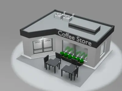 Coffee Store Free low-poly 3D model