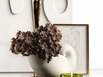 Pampas and hydrangea 3D model