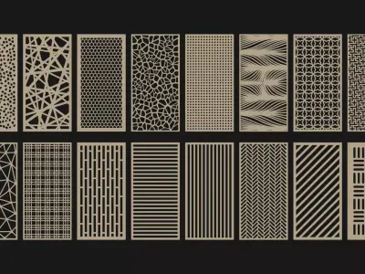 Decorative Wood Panel Set 3D model