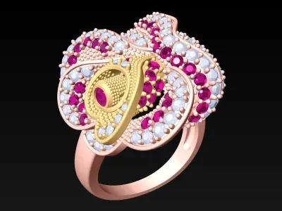 Flower Rings - Womens Ring - N6537 3D print model
