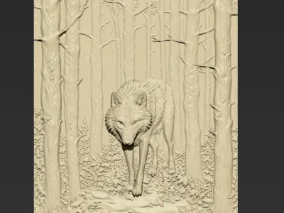 Wolf in Forest A56 3D print model