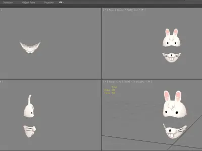 Cartoon white rabbit mask decoration Low-poly 3D model