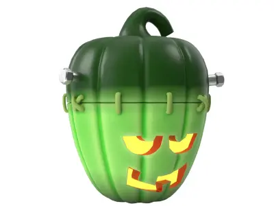 frankenstein halloween pumpkin Low-poly 3D model