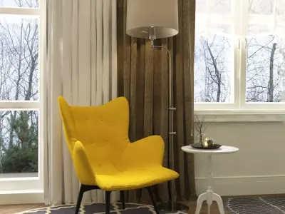 Living Room Set - Armchair - Lamp - Coffee Table 3D model