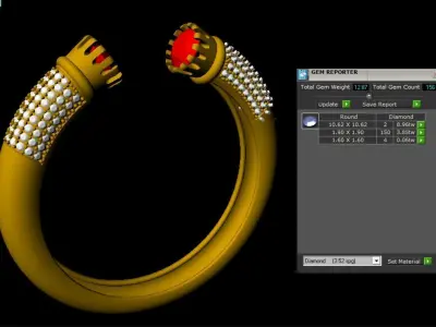 Twin RUBY Bangle 3D print model