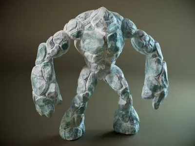 Ice golem PBR Low-poly 3D model