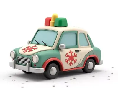 Christmas Patrol Car 3D Model Whimsical Holiday Vehicle Low-poly 3D model