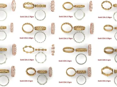 69 plain ring 3dm 4 render stl detail bulk collection 3D Model Pack