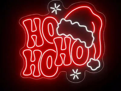 HO HO HO Neon Sign 3D model