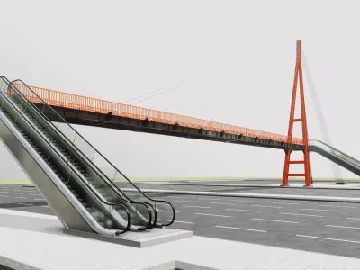 Rope Tension Pedestrian Overpass Escalator 3D model