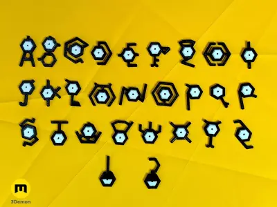 Unown Alphabet Low Poly Pokemon 3D print model