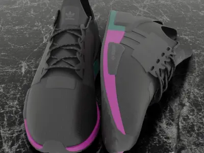 ADIDAS 3D SHOES - PINK - GREEN Low-poly 3D model