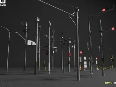 Tokyo street props 3D model
