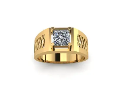 Men Princess Diamond Ring  3D print model