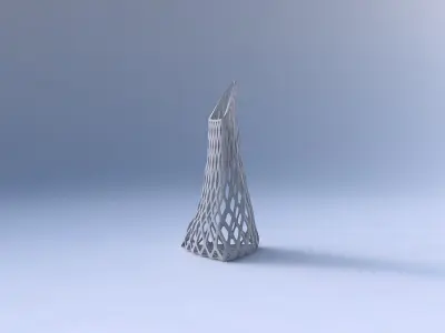 Vase grounded tipping triangle with diagonal grid lattice 3D print model