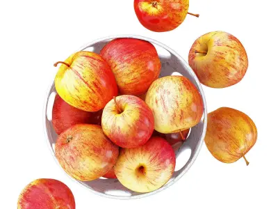 Red Apples in a Decorative Vase with Round Holes 3D model