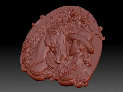 Horse and Woman 3D print model