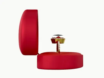 wedding ring in a box heart type 3D model