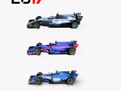 Formula 2017 cars pack 3 Low-poly 3D model